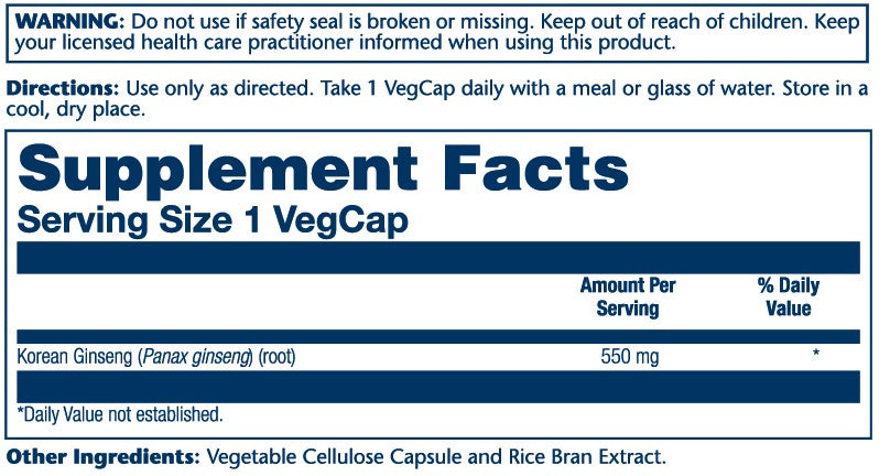 Korean Ginseng Root 550mg